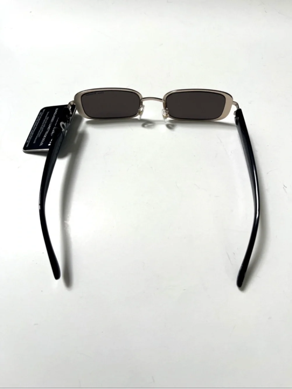 New TRUE RELIGION Slim Matte Gold Sunglasses Rectangle Logo Black Acetate